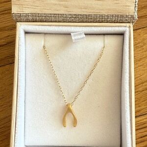 Gold Wishbone Pendant Necklace
